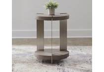 arrow sandstone and satin nickle chairside table   