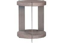 arrow sandstone and satin nickle chairside table   