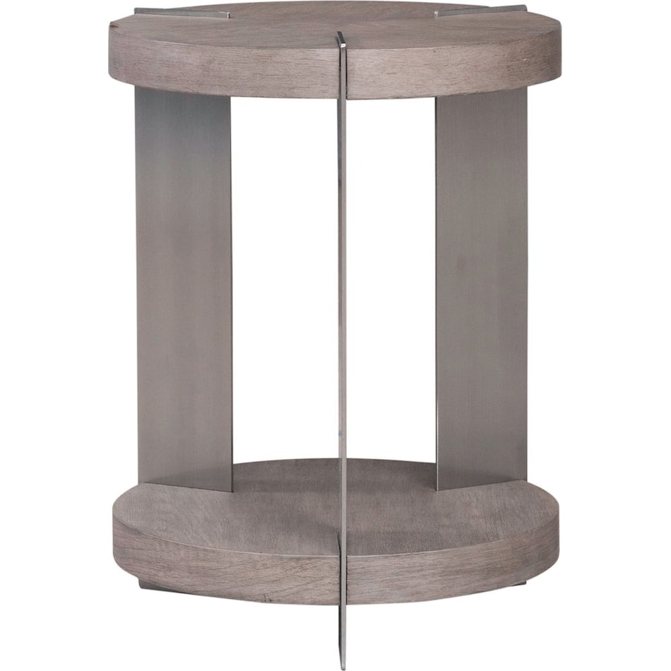 arrow sandstone and satin nickle chairside table   