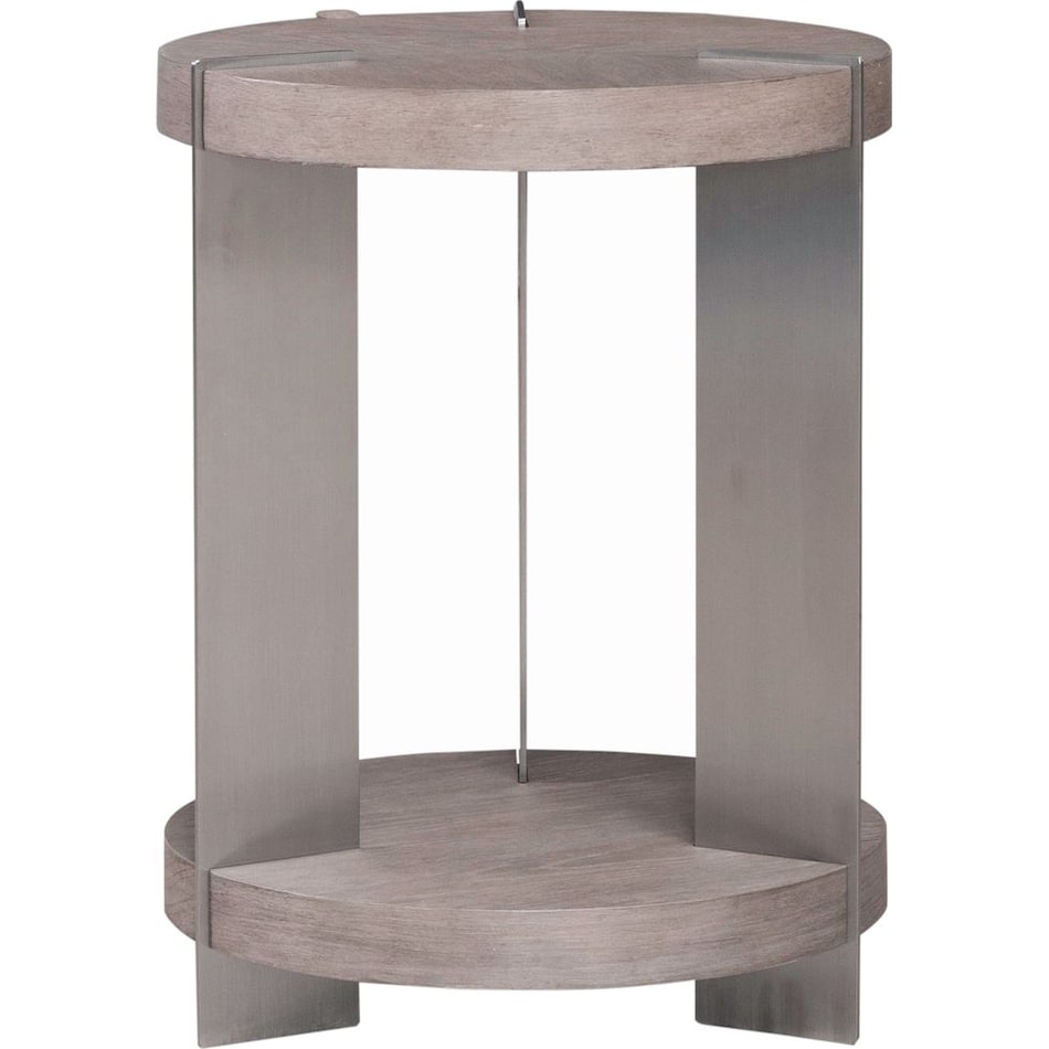 arrow sandstone and satin nickle chairside table   
