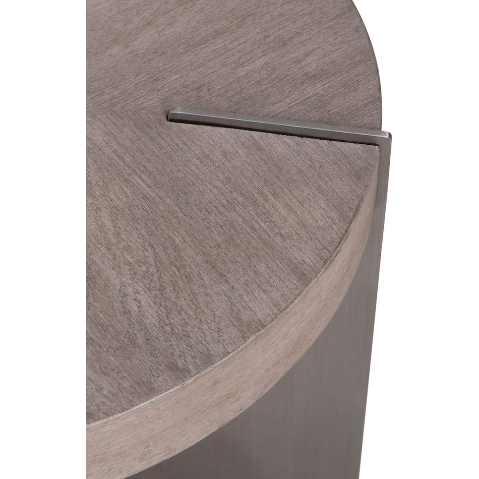 arrow sandstone and satin nickle chairside table   