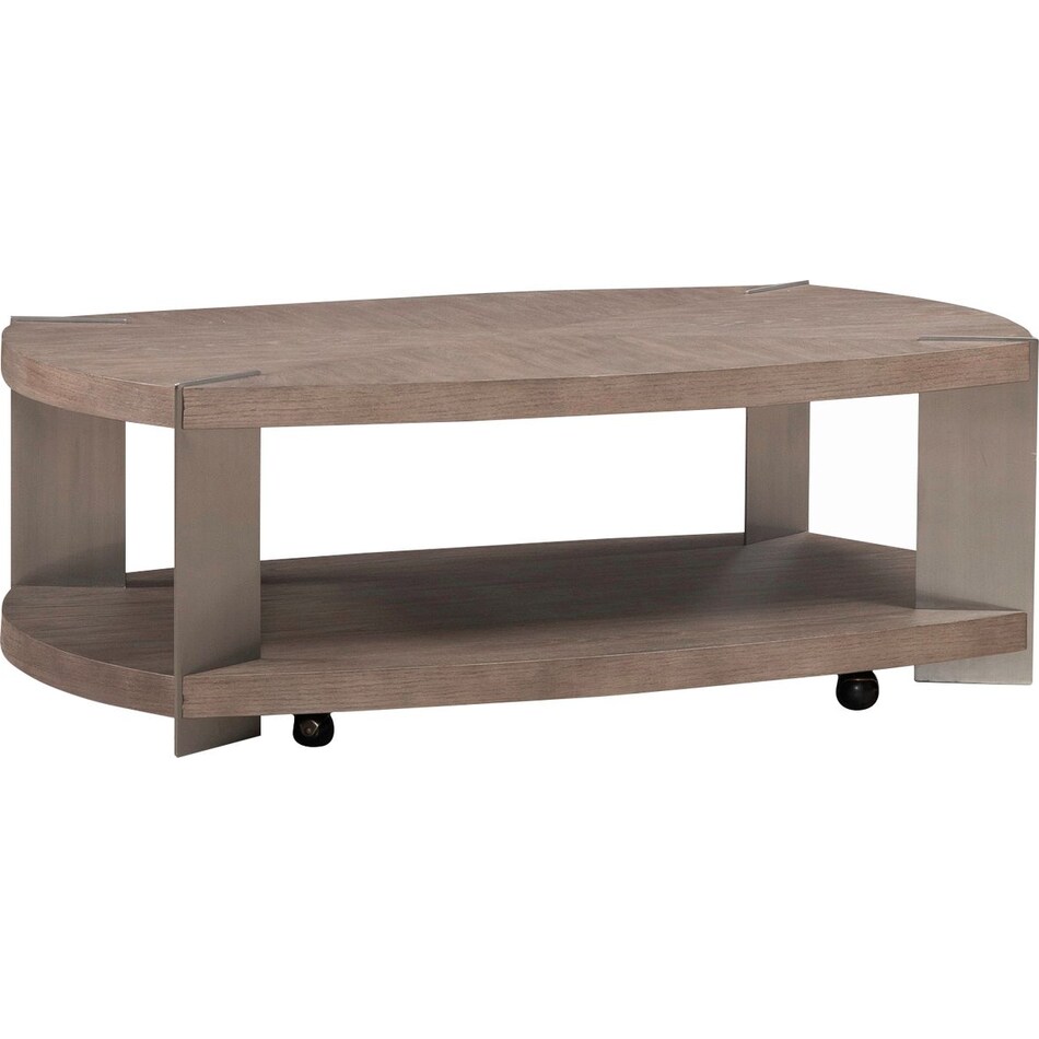 arrow sandstone and satin nickle cocktail table   