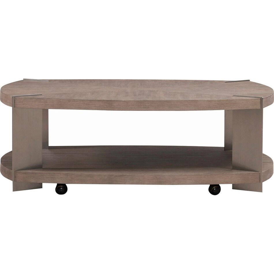 arrow sandstone and satin nickle cocktail table   