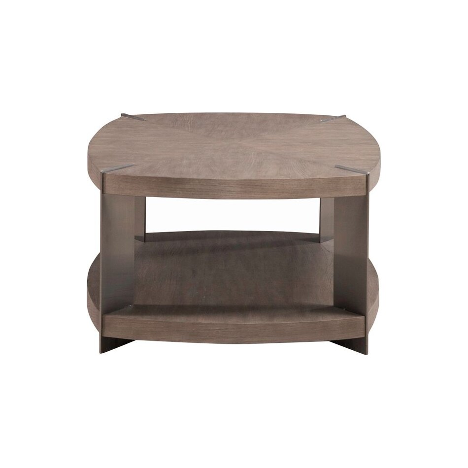 arrow sandstone and satin nickle cocktail table   
