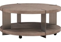 arrow sandstone and satin nickle cocktail table   