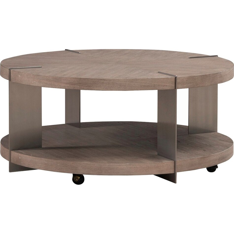 arrow sandstone and satin nickle cocktail table   