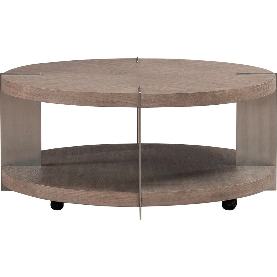 arrow sandstone and satin nickle cocktail table   