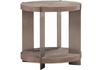 arrow sandstone and satin nickle end table   