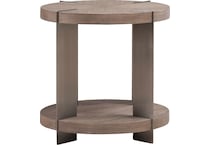arrow sandstone and satin nickle end table   