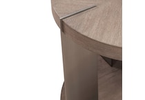 arrow sandstone and satin nickle end table   