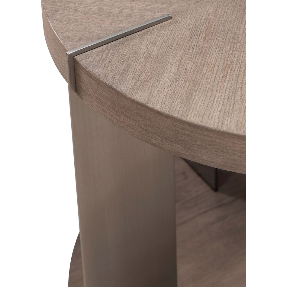 arrow sandstone and satin nickle end table   