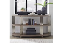 arrow sandstone and satin nickle sofa table   