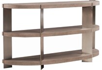 arrow sandstone and satin nickle sofa table   
