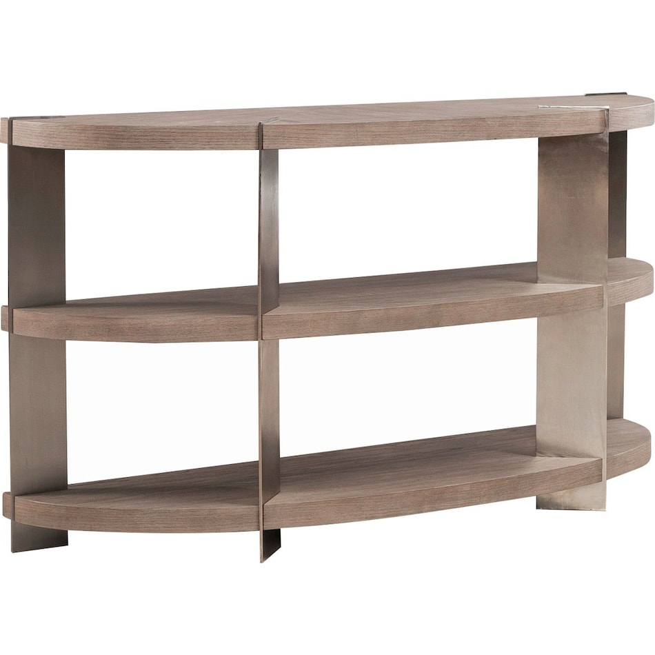 arrow sandstone and satin nickle sofa table   