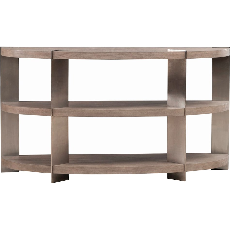 arrow sandstone and satin nickle sofa table   