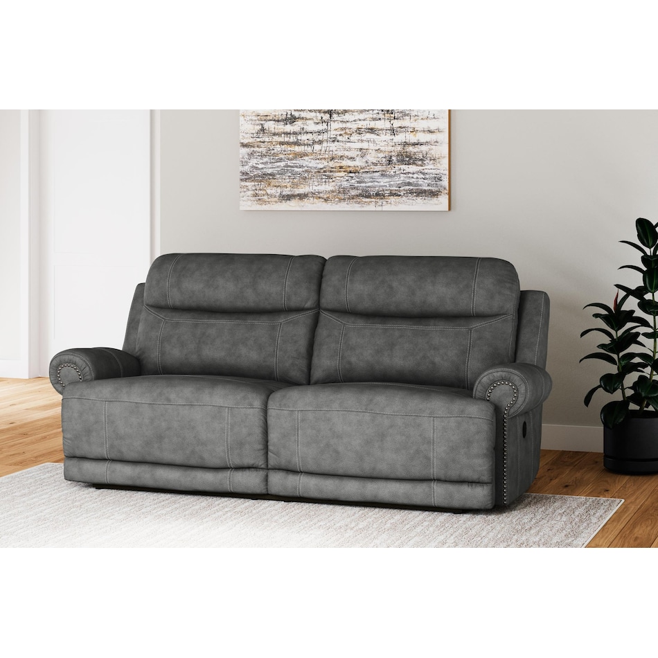 austere grey reclining sofa   