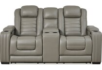 backtrack gray power leather reclining loveseat   