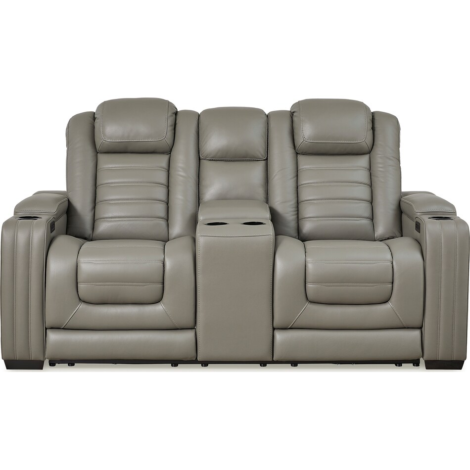backtrack gray power leather reclining loveseat   
