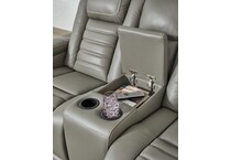 backtrack gray power leather reclining loveseat   