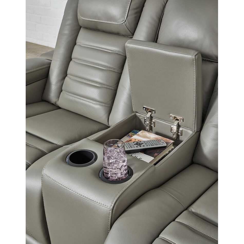 backtrack gray power leather reclining loveseat   