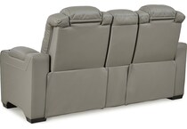 backtrack gray power leather reclining loveseat   
