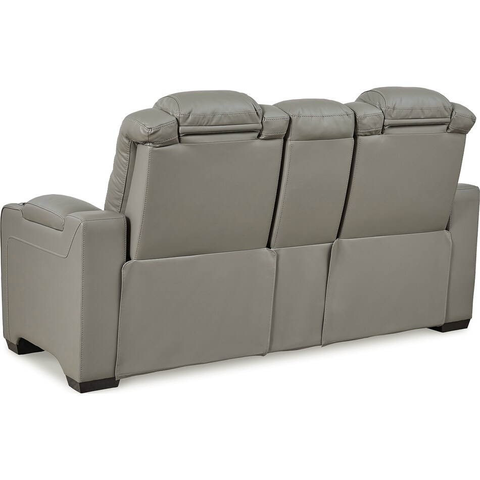 backtrack gray power leather reclining loveseat   