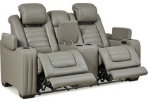 backtrack gray power leather reclining loveseat   
