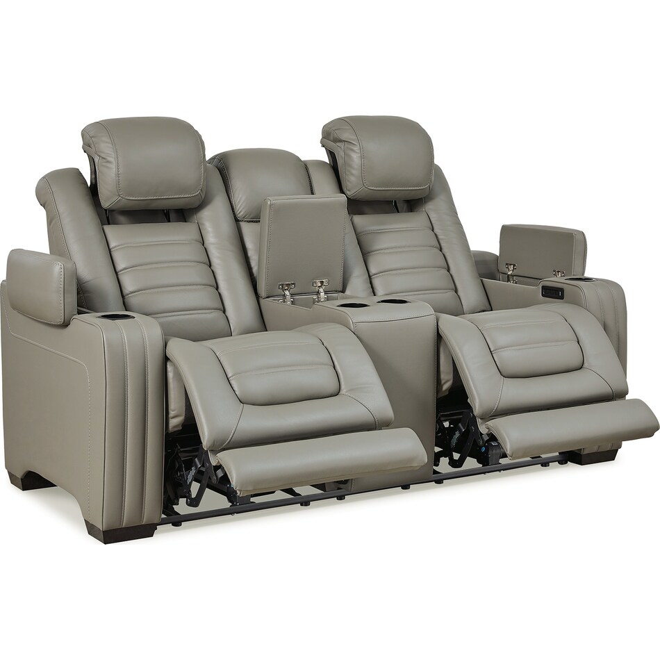 backtrack gray power leather reclining loveseat   