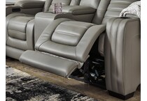 backtrack gray power leather reclining loveseat   