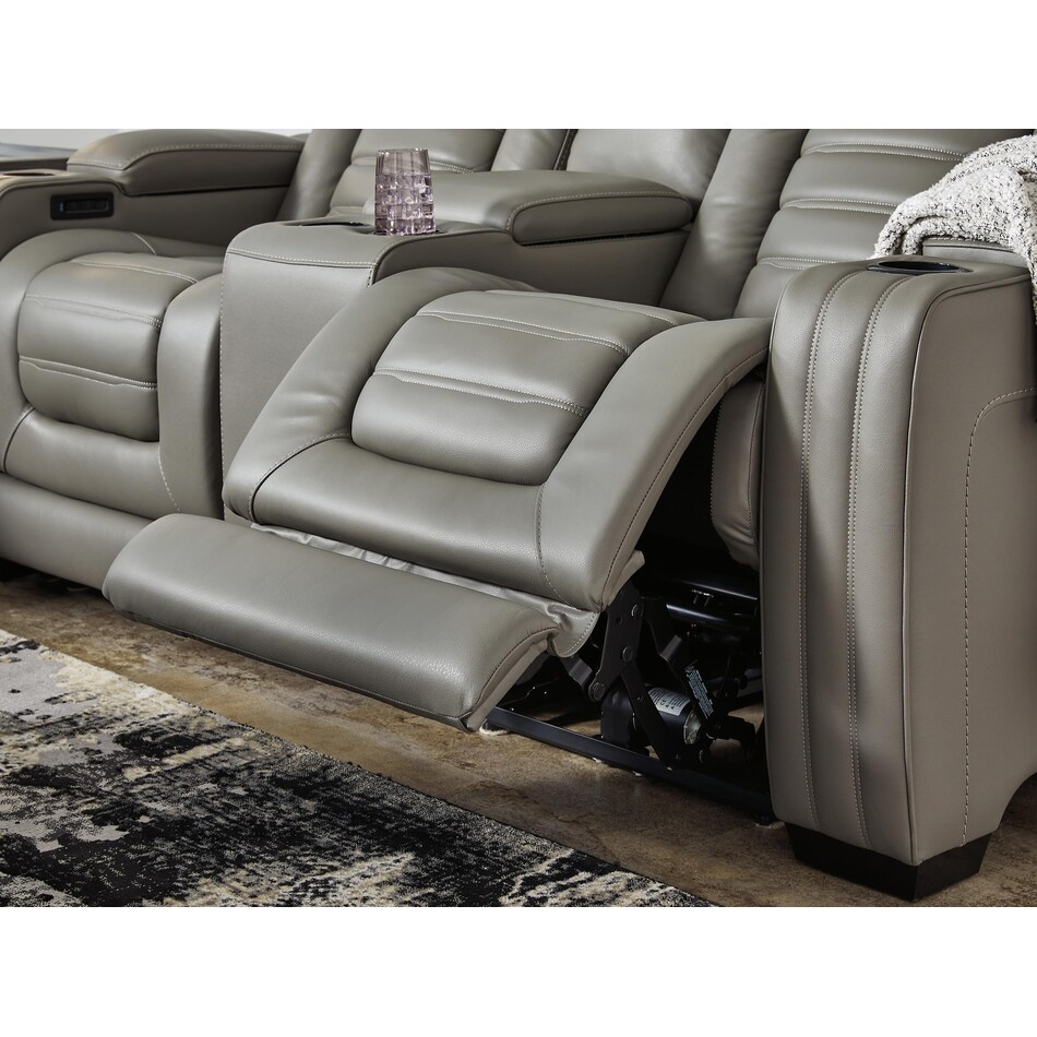 backtrack gray power leather reclining loveseat   