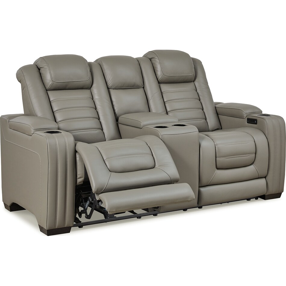 backtrack gray power leather reclining loveseat   