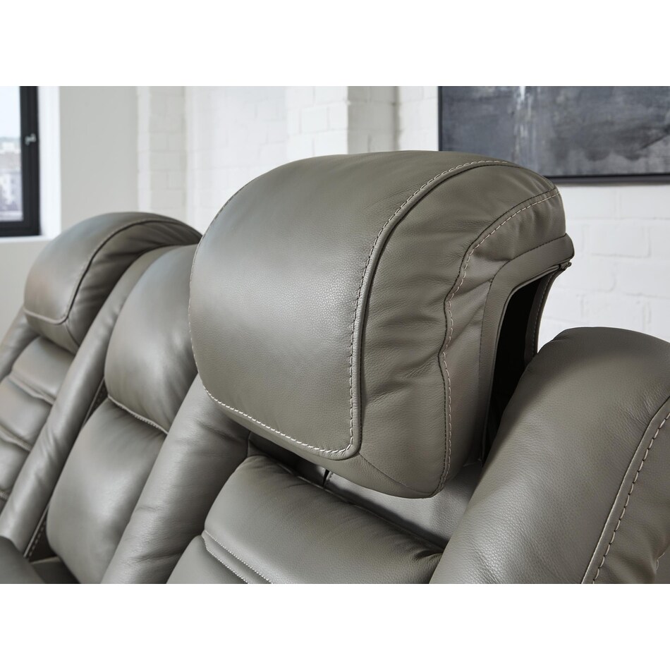 backtrack gray power leather reclining loveseat   