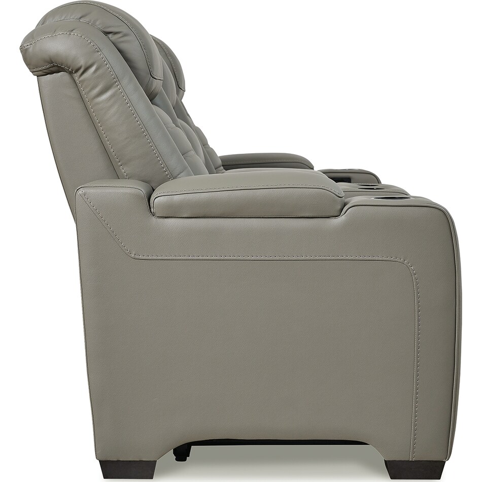 backtrack gray power leather reclining loveseat   