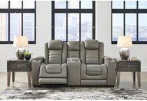 backtrack power leather reclining loveseat   