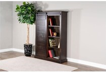 barn door bookcase charred oak dark brown accent bookcase   