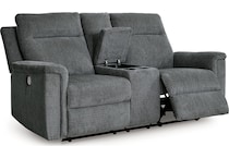 barnsana gravel power reclining console loveseat   