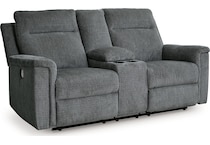 barnsana gravel power reclining console loveseat   