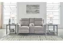 barnsana gray power reclining console loveseat   