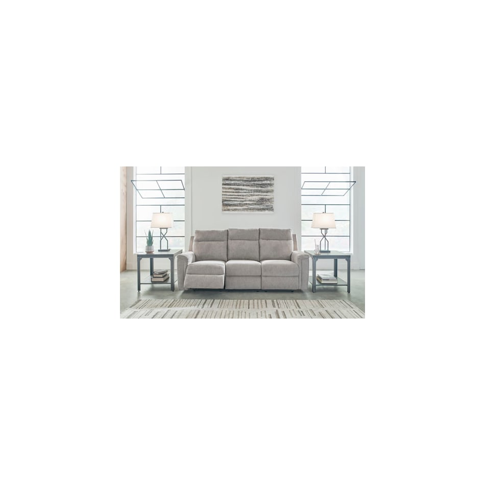 barnsana grey power reclining sofa   