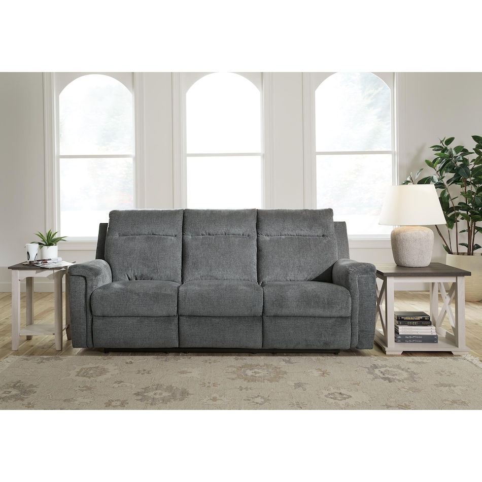 barnsana grey power reclining sofa   