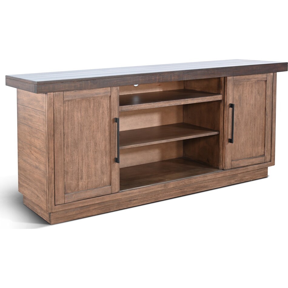 bartlett buckskin and tobacco leaf console   