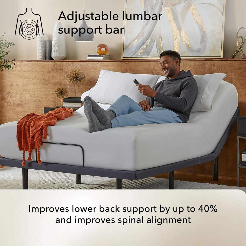 baselogic pearl level + top color: gray accent color: black adjustable base king   