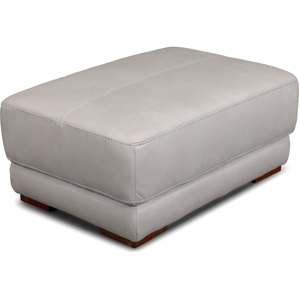 beau grey leather ottoman   