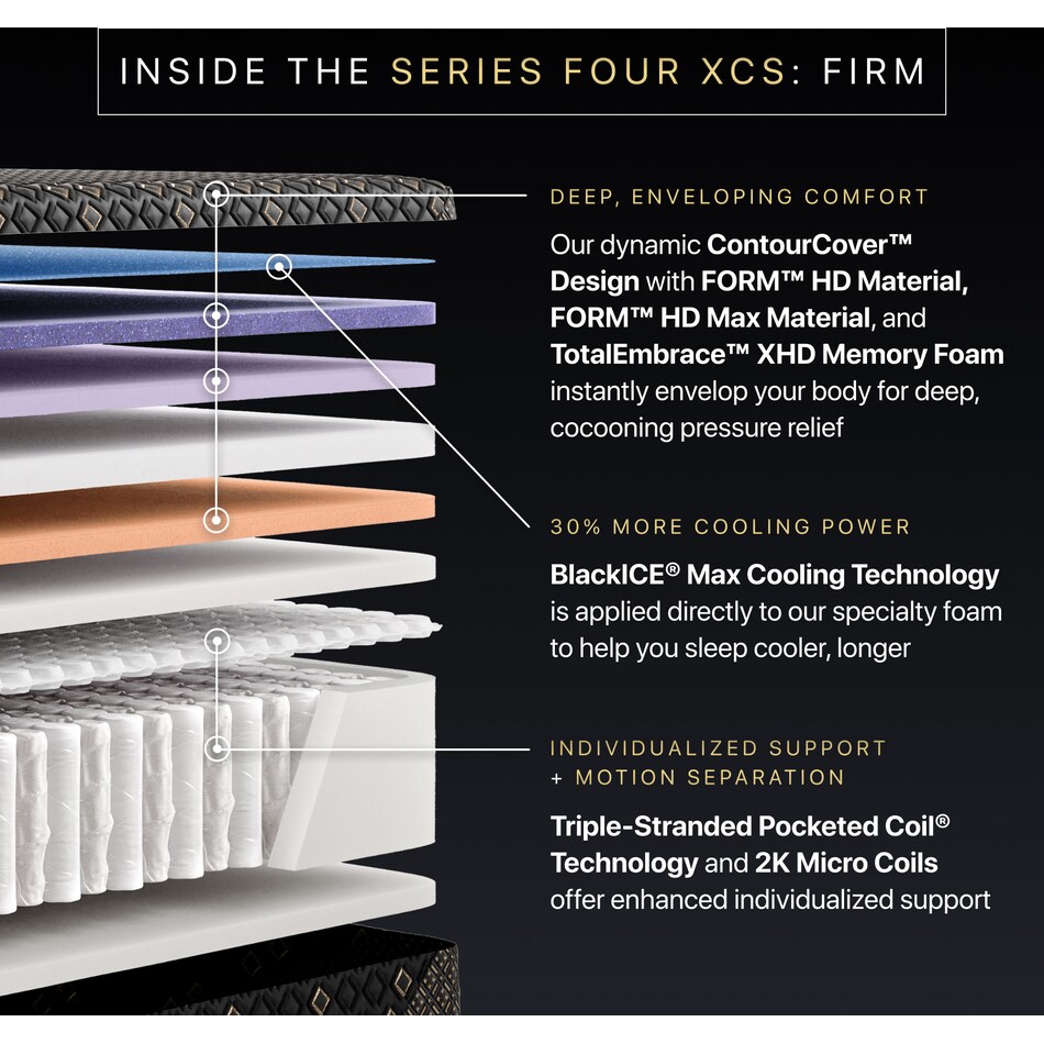 beautyrest black hyb xcs series  firm top color: black side color: black accent color: gold mattress king   