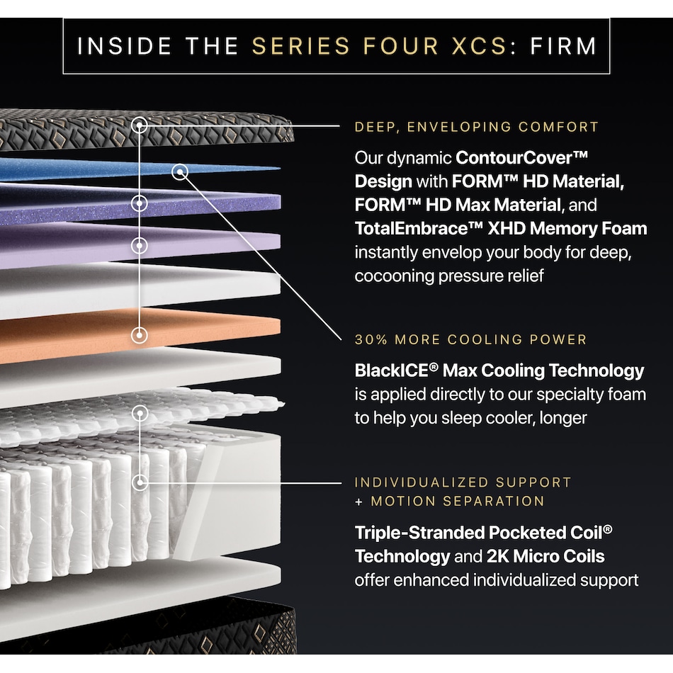 beautyrest black hyb xcs series  firm top color: black side color: black accent color: gold mattress twin xl   