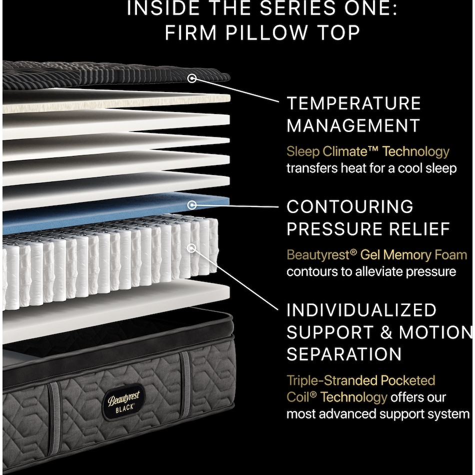 beautyrest black series  firm pt top color: gray side color: black accent color: black mattress full   