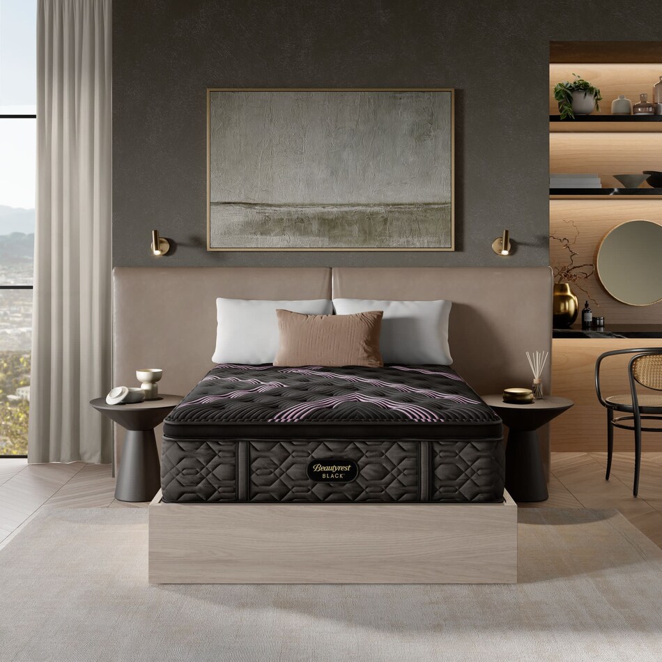 beautyrest black series  medium pt top color: black side color: black accent color: purple mattress cal king   