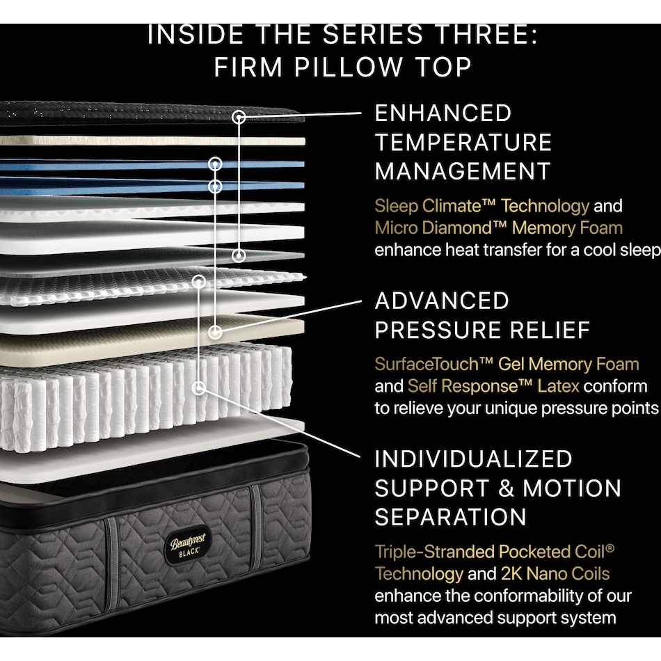 beautyrest black series  firm pt top color: black side color: black accent color: silver mattress cal king   