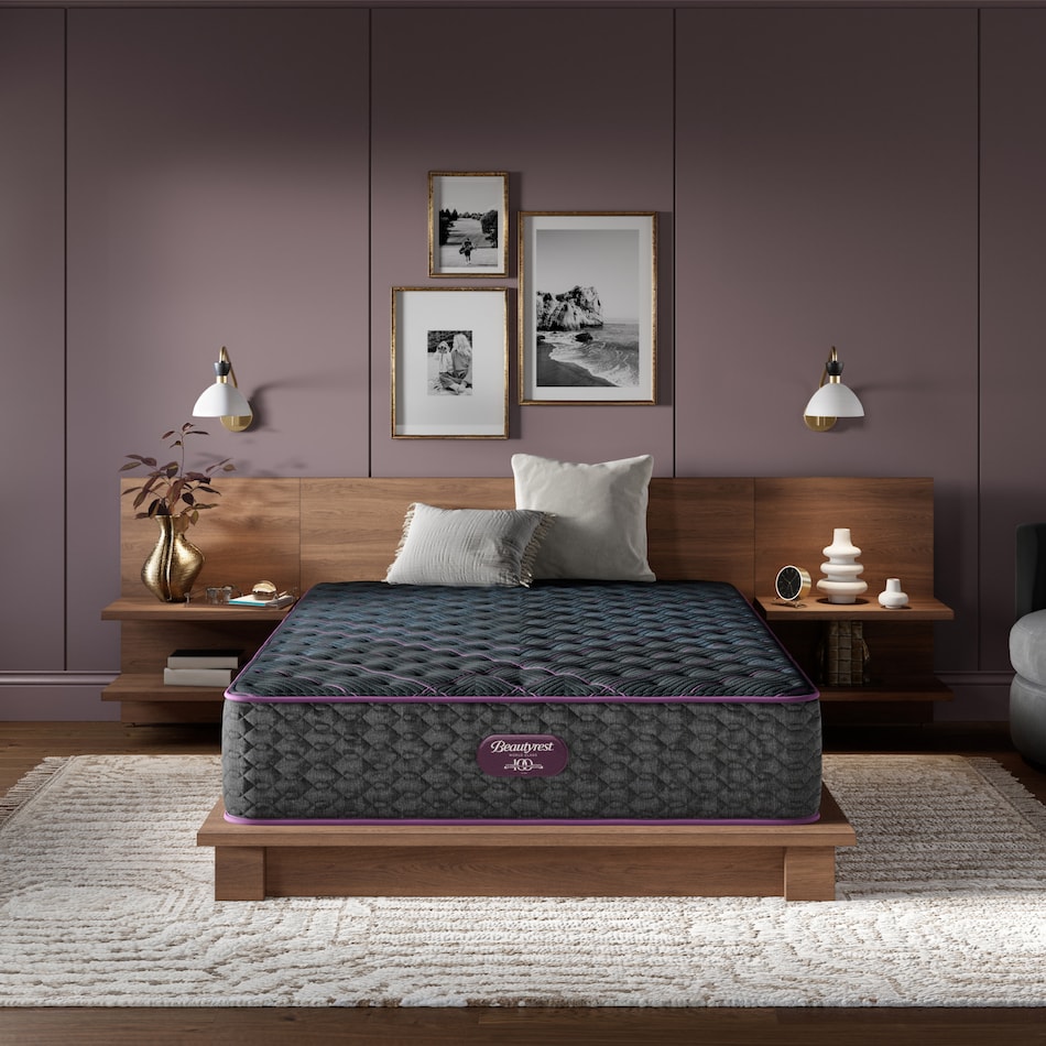 beautyrest world class level  extra firm top color: gray side color: gray accent color: purple mattress twin   