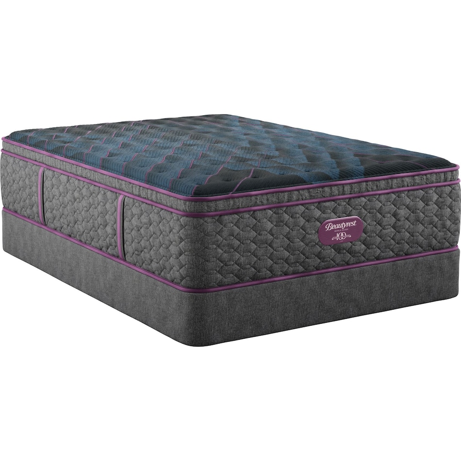beautyrest world class level  med pt top color: gray side color: gray accent color: purple mattress twin   